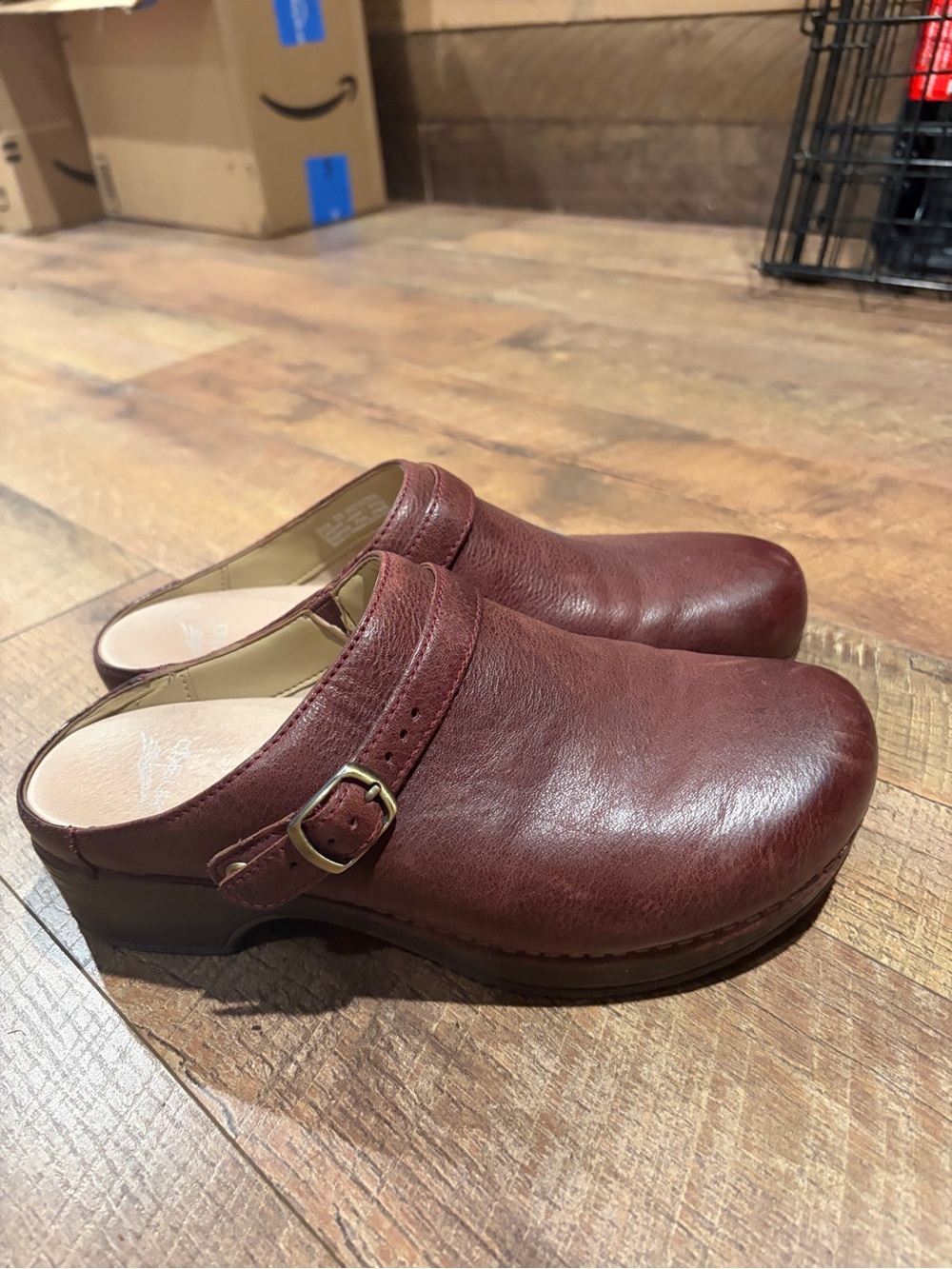 DANSKO Berry Milled Burnished Slip On Mules Ruby